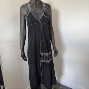 Marley & Chunky Black & Gray Patchwork Maxi Dress – Size 3XL (Fits L–XL)